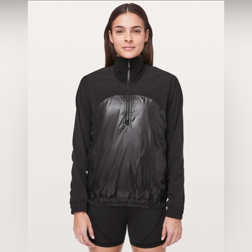 Lululemon All Roads 1/2 Zip Black Lightweight Jacket Shirt Size 8